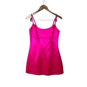 Vintage 90s Betsey Johnson Hot Pink Neon Mini Dress S